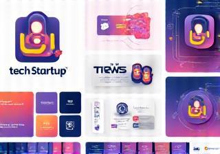 Graphic design elements for a tech startup brand